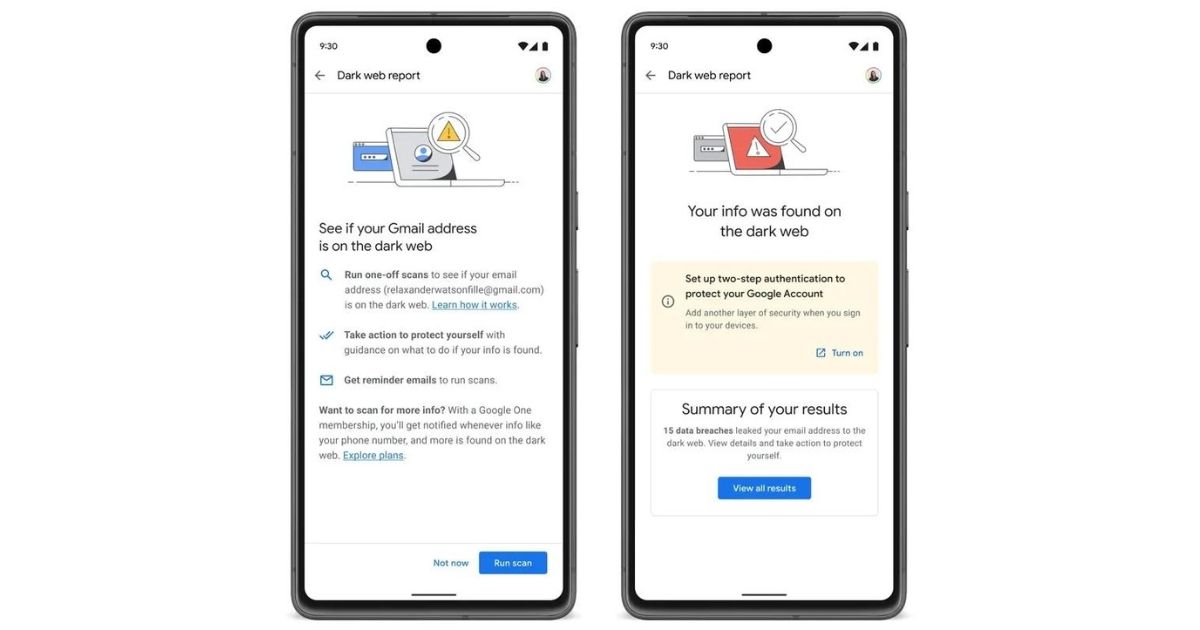 All Google One plans now have VPN and dark web report