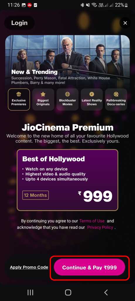 JioCinema premium membership