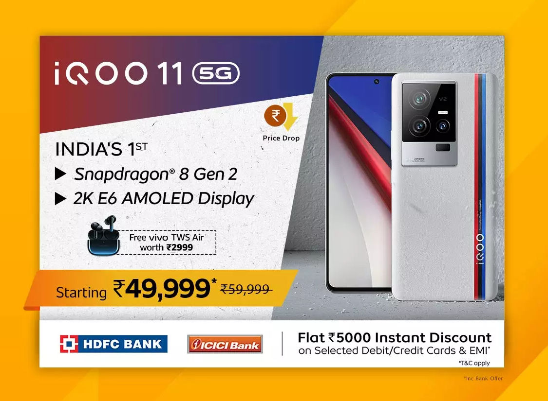 The iQOO 11 5G launched as the the first Snapdragon 8 Gen 2-powered smartphone in India. 