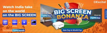 Excitel Big Screen Broadband Plans Offer 400Mbps Speed, OTT Apps, and a TV or Projector: Check Prices