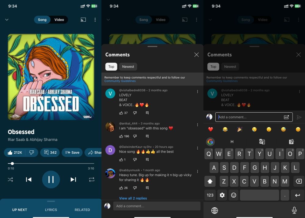 Music adds comment section to 'Now Playing' screen