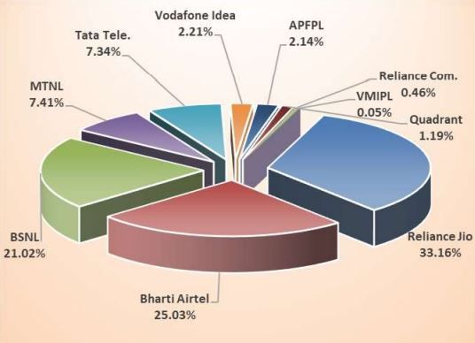 wired broadband service provider market share india