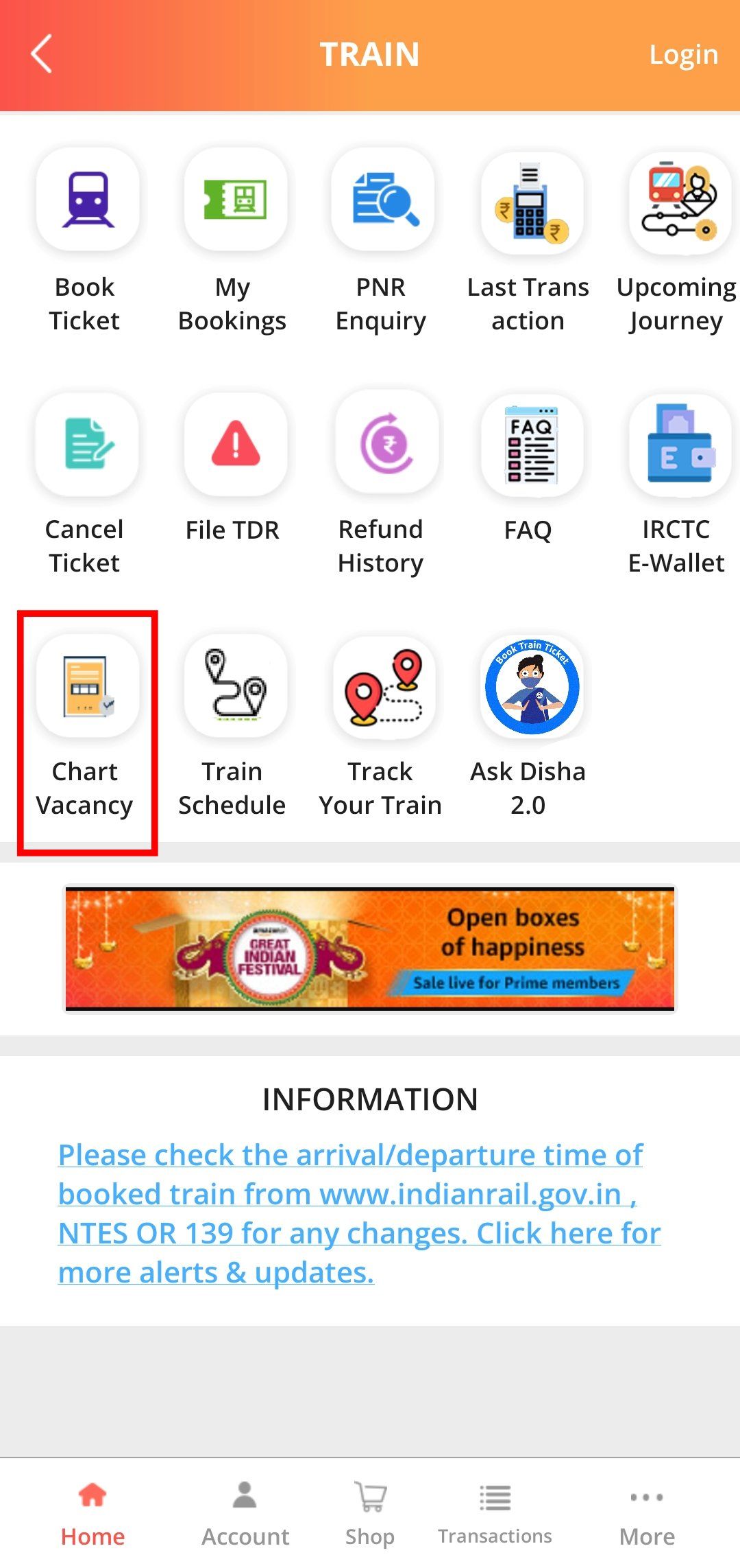 Irctc Chart Vacancy App 