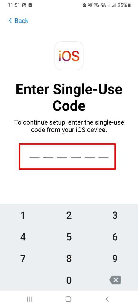 Move to iOS entering code