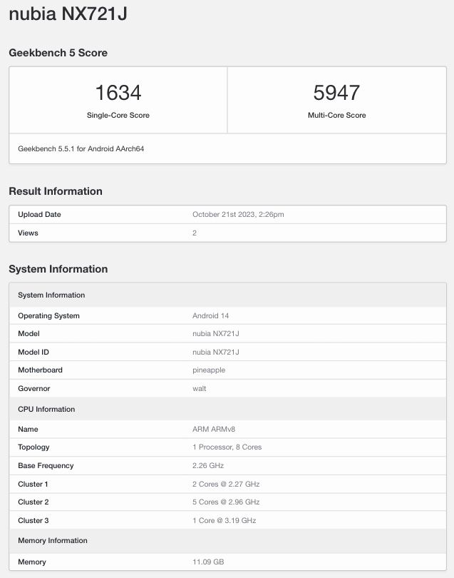 Nubia Z60 Ultra Spotted on Geekbench Running Snapdragon 8 Gen 3 SoC and  12GB RAM - MySmartPrice