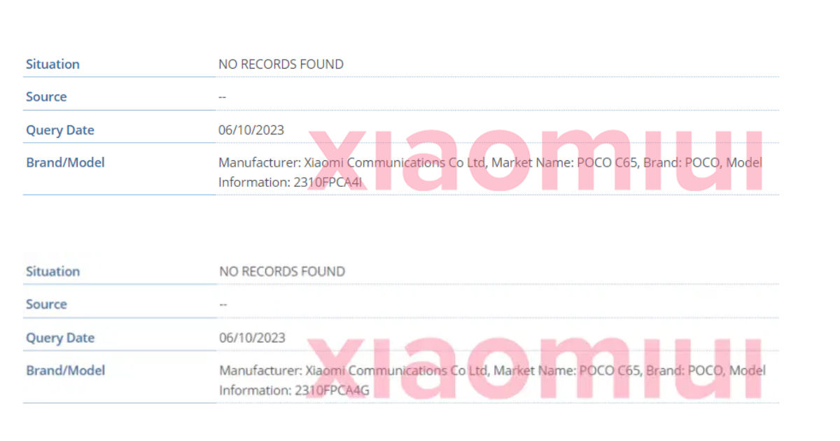 POCO C65 may be on sale soon, spotted on the IMEI Database 