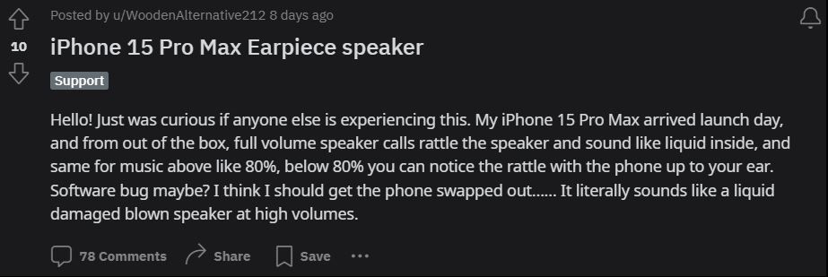 iphone 15 pro max ratlling sound reddit