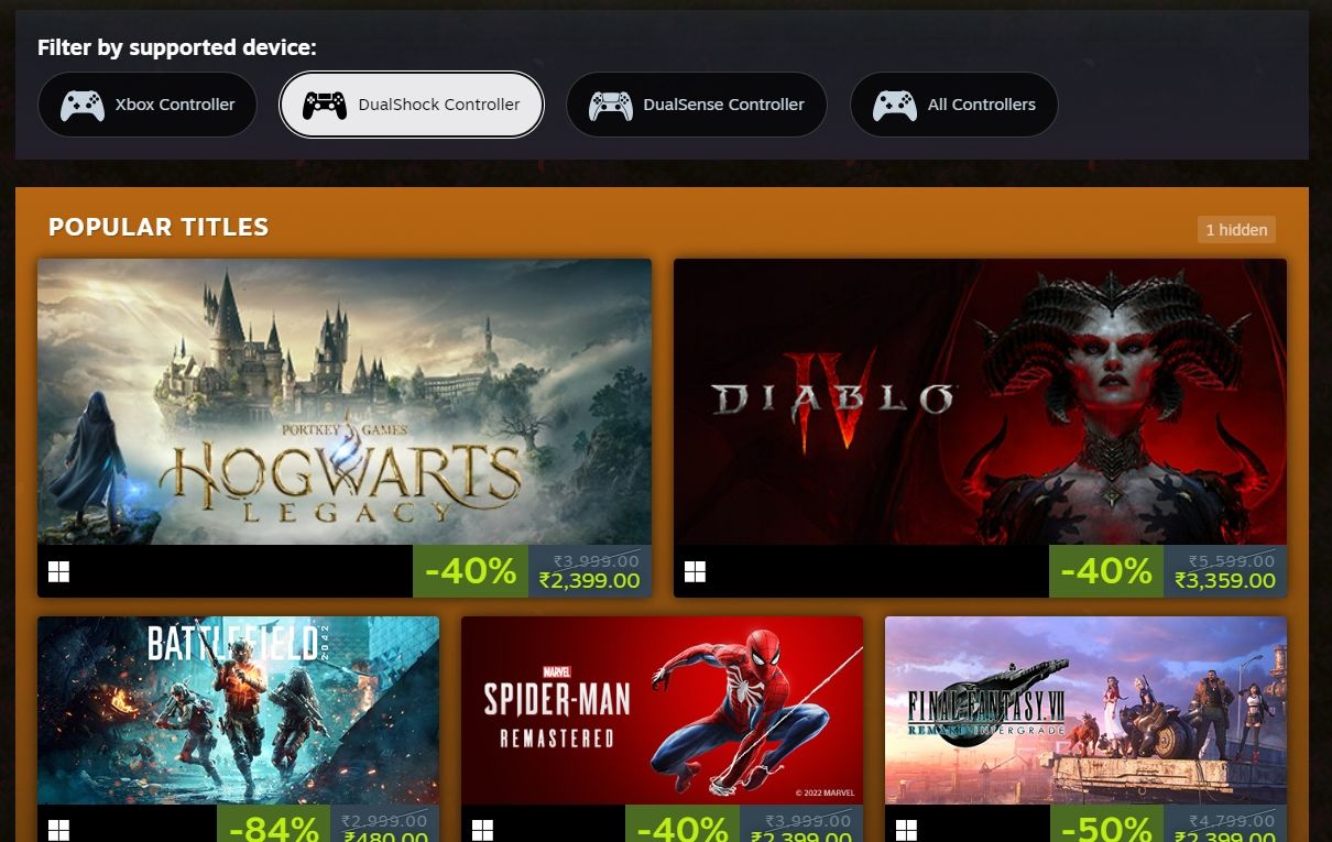 Steam Makes It Easy to Find Games That Support PlayStation