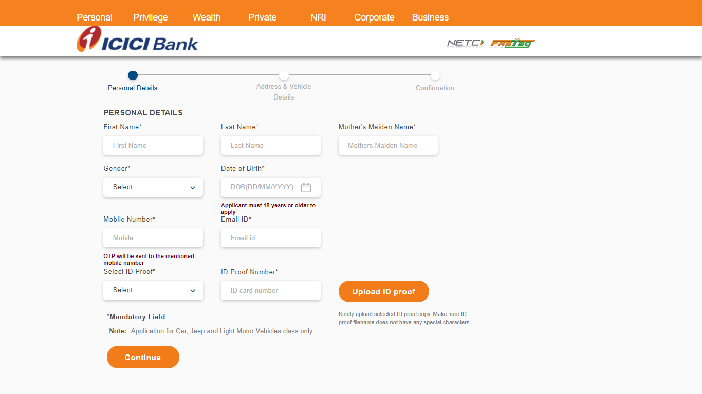 icici bank fastag