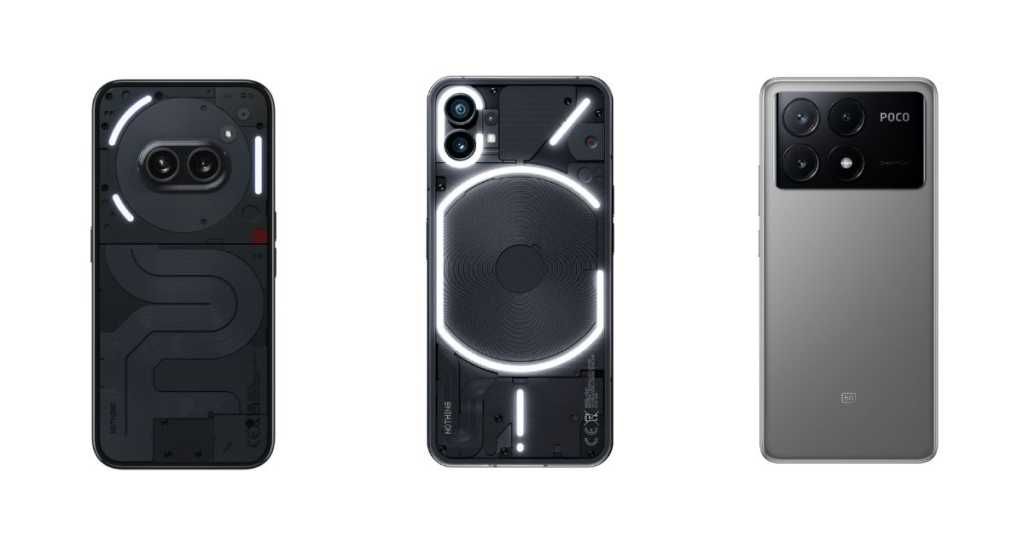 Nothing Phone (2a) vs Nothing Phone (1) vs POCO X6 Pro Design