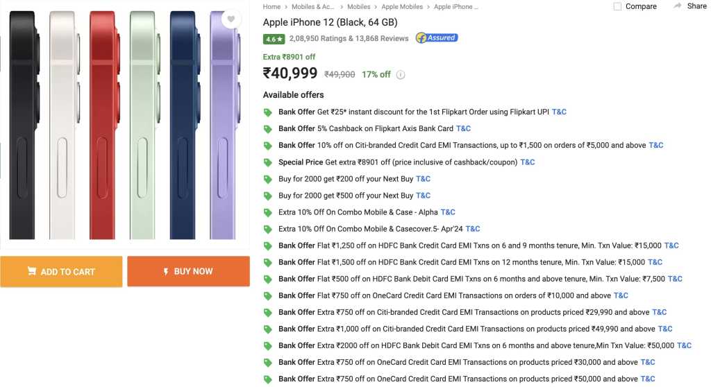 Apple iPhone 12 Flipkart Big Saving Days Sale Early Bird Deal