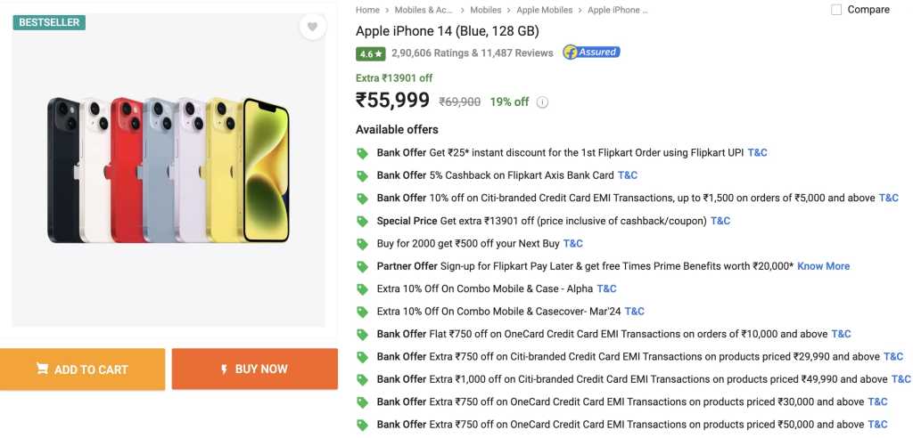 Apple iPhone 14 Flipkart Big Saving Days Sale Early Bird Deal