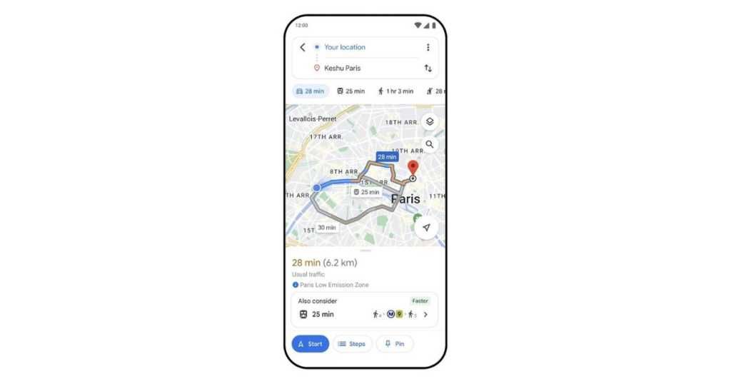 Google Maps now shows eco-friendly transit alternative to driving.