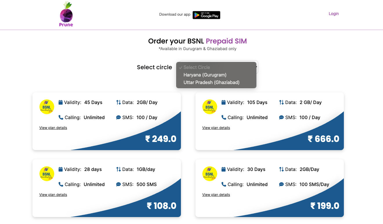 BSNL starts home delivery of SIMs in India.