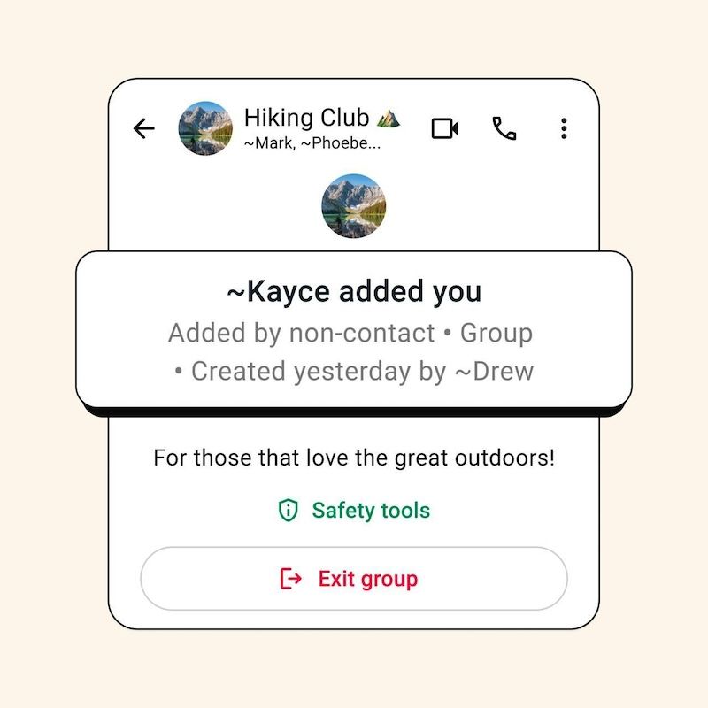 WhatsApp group context cards