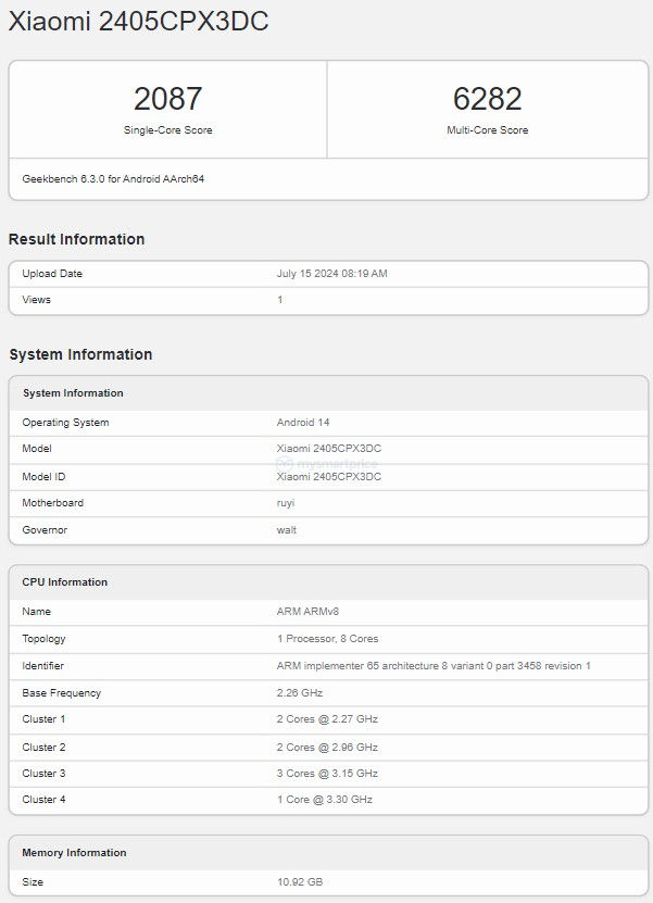 Xiaomi Mix Flip Geekbench