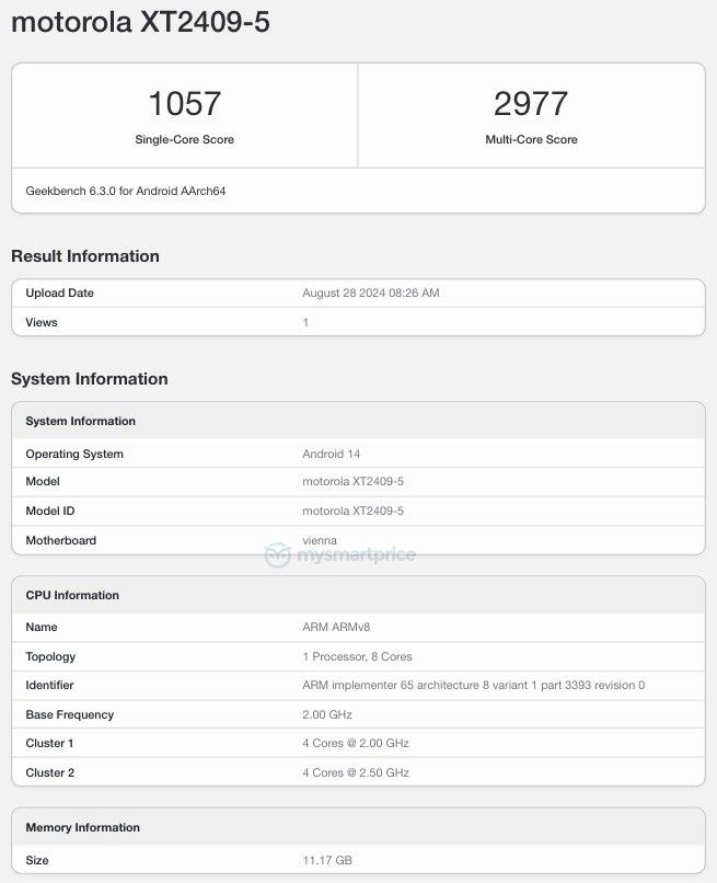 moto s50 on geekbench