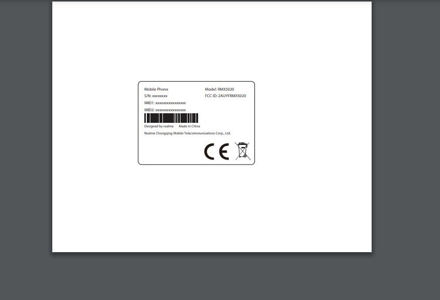 Realme RMX5020 FCC