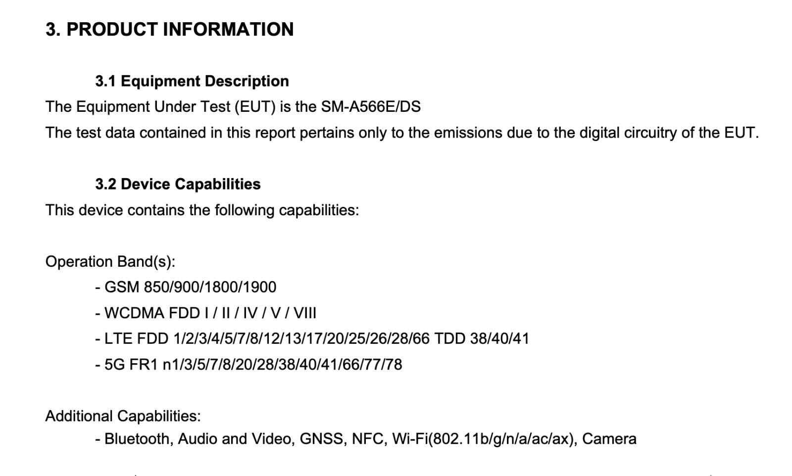 Samsung Galaxy A56 5G FCC 1