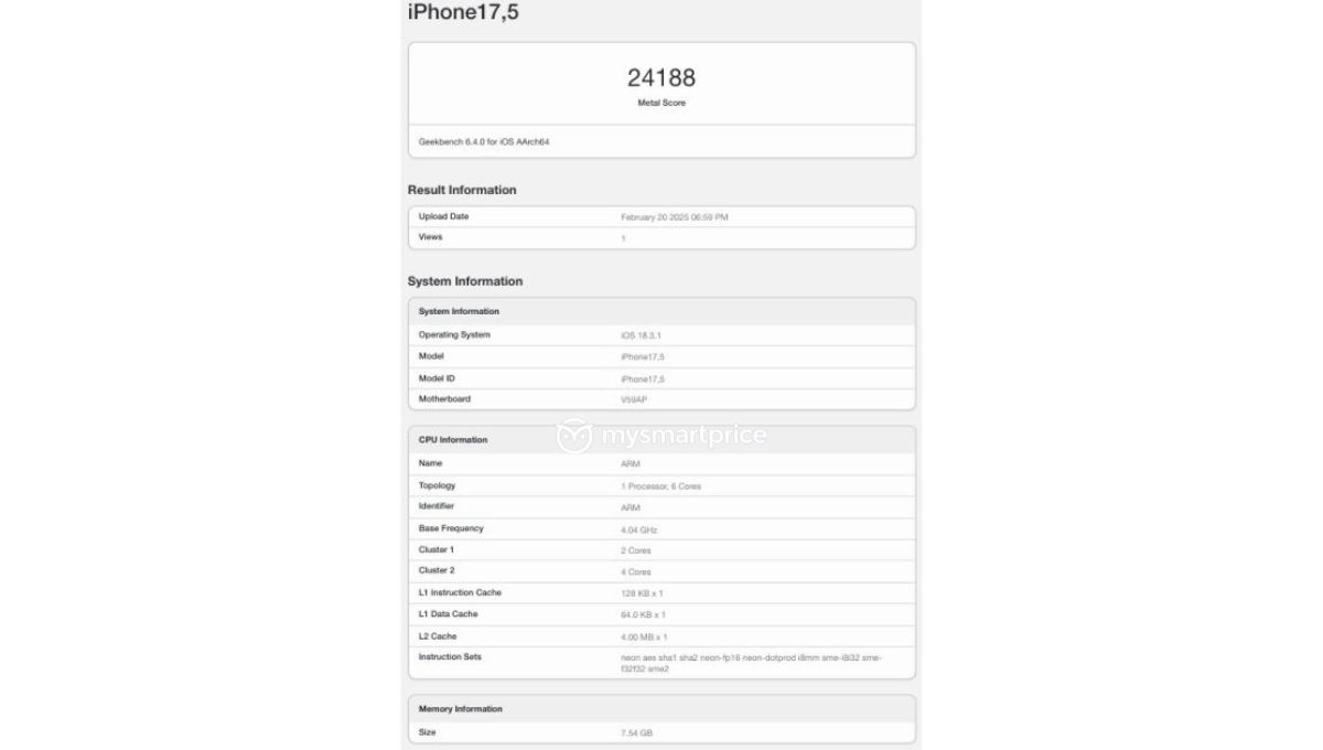 iPhone 16e terlihat di Geekbench, mengkonfirmasi 8GB RAM 2 iPhone 16e Geekbench