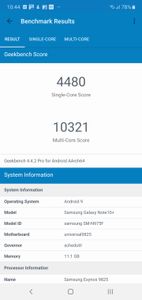 Samsung Galaxy Note 10+ Geekbench 4 Pro Score