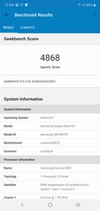 Samsung Galaxy Note 10+ Geekbench 5 Compute Score