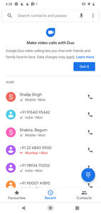 Motorola One Macro Software UI - Dialer Call History