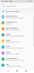 Motorola One Macro Software UI - Settings Menu