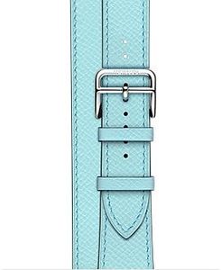 Apple Watch Band - Hermes Tour Double Bleu Zephyr Epsom