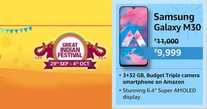 Amazon Great Indian Festival Sale Samsung Galaxy M30 3GB Variant Sale