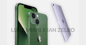 Green iPhone 13 and Purple iPad Air