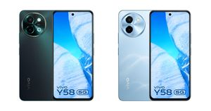 Vivo Y58 5G in Sundarbans Green and Himalayan Blue Colours