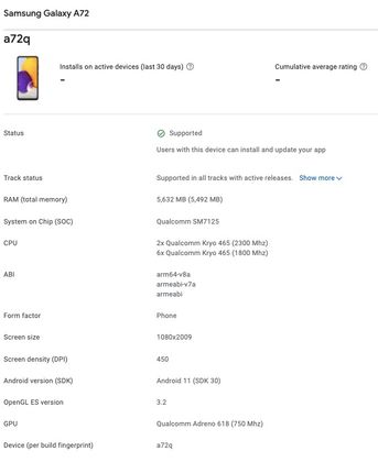 Samsung Galaxy A72 4G Listed on Google Play Console Confirms Snapdragon ...