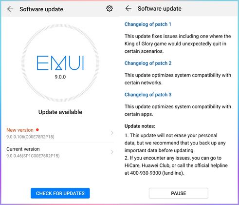 Honor View 10 Android Pie Update EMUI 9.0