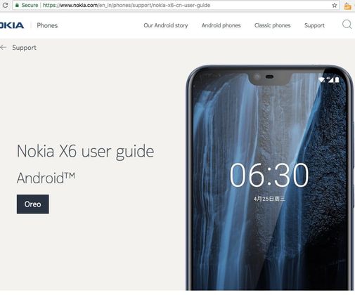 Nokia X6 India support page