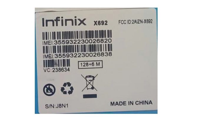 Infinix Note 8 X692 FCC Label