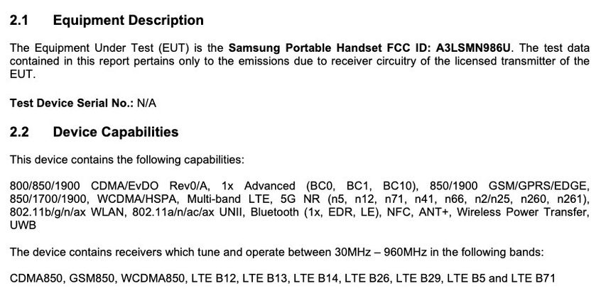 Galaxy Note 20 Plus (SM-N986U) FCC 5G