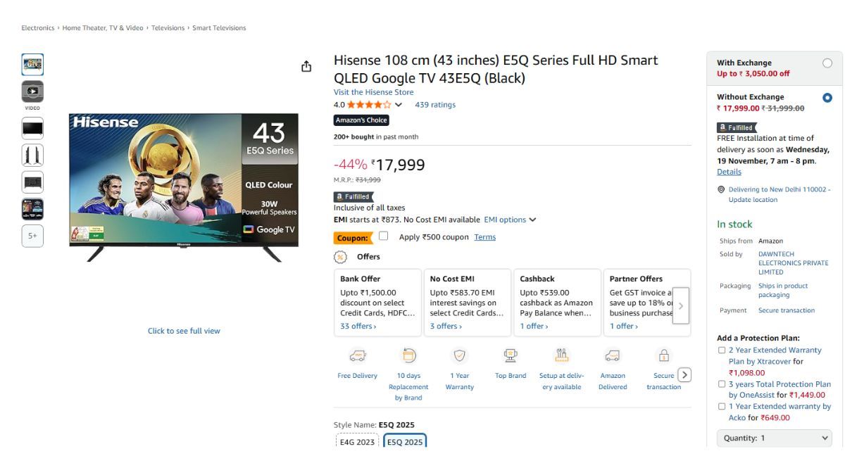 Hisense E5Q Series FHD Smart QLED Google TV 