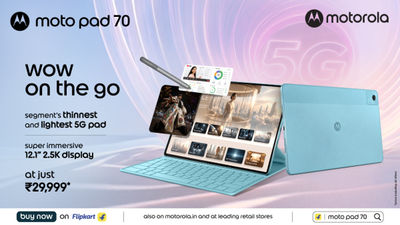 Motorola pad 70 Goes on Sale in India With 12.1-inch 2.5K Display, 5G, 10,200mAh Battery