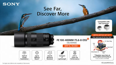 Sony FE 100-400mm F5.6-8 OSS Launched in India With 400mm Reach, 654g Weight