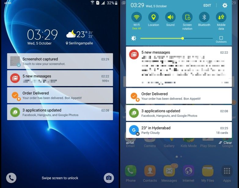 Samsung Galaxy J Max Notification