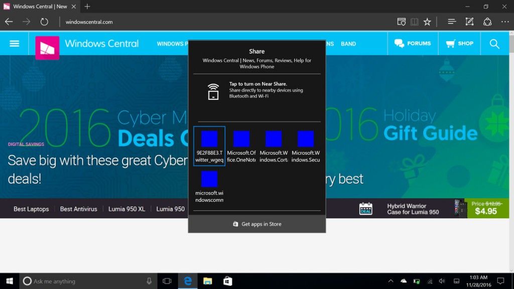 Microsoft Windows 10 Creators Update - New Share UI