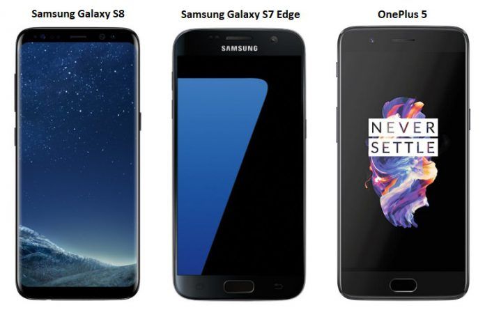 Samsung Galaxy S8 Vs Samsung Galaxy S7 Edge Vs Oneplus 5 Price In