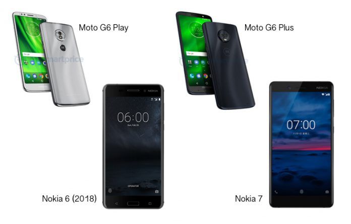 Moto G6 Play vs Nokia 6 (2018) vs Moto G6 Plus vs Nokia 7 Moto G6 Play vs Nokia 6 (2018) vs Moto G6 Plus vs Nokia 7