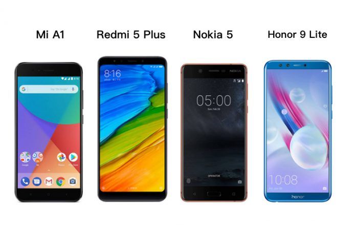 Mi A1 vs Redmi 5 Plus vs Nokia 5 vs Honor 9 Lite