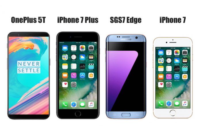 OnePlus 5T vs iPhone 7 Plus vs Samsung Galaxy S7 Edge vs iPhone 7