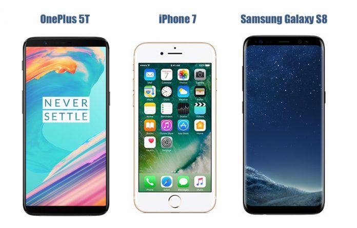 OnePlus 5T vs iPhone 7 vs Samsung Galaxy S8