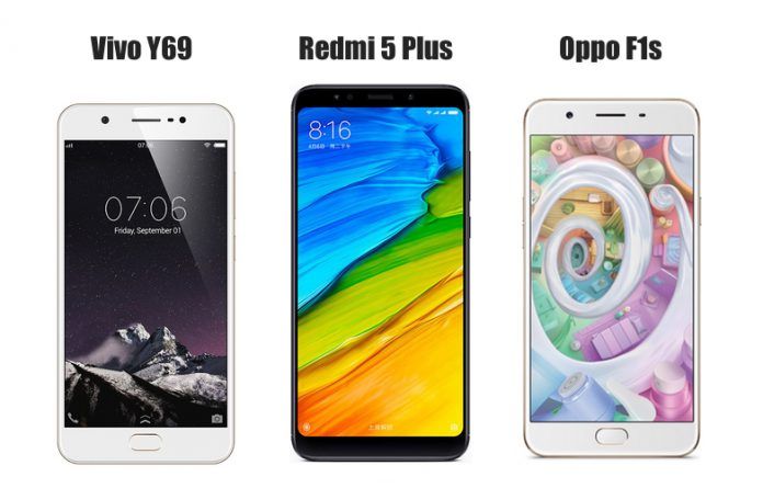 Vivo Y69 vs Xiaomi Redmi 5 Plus vs Oppo F1s