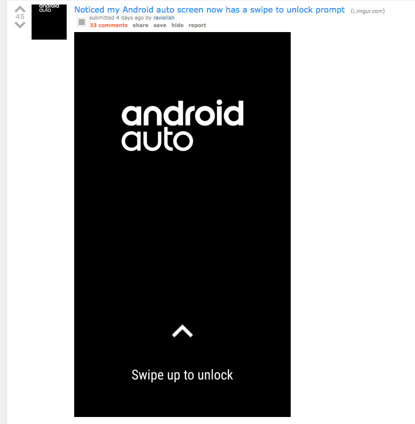 Reddit post android auto swipe to unlock feature