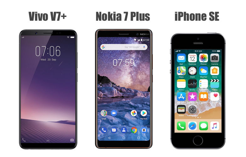Vivo V7 Plus Vs Nokia 7 Plus Vs Iphone Se Price In India Specifications Features Compared Mysmartprice
